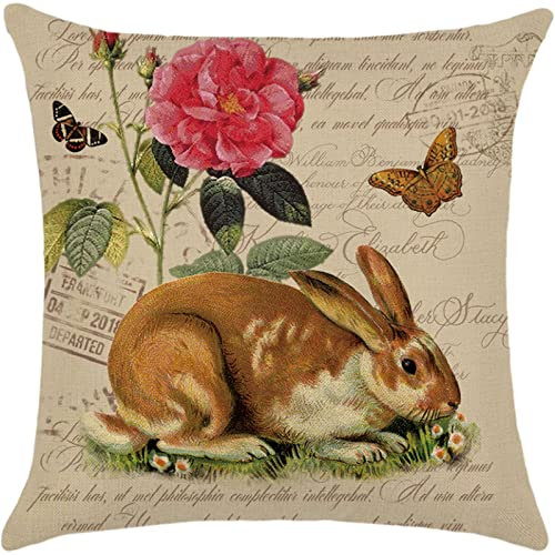 Kissenbezug Ostern Osterdeko Ostereier Häschen Kissenhülle Kissenbezug Dekokissen Cases Ostern Deko Sofa Kissen 45x45cm, Dekorative Kissenhülle für Zierkissenhülle Schlafzimmer Sofa (C3, 1pc)