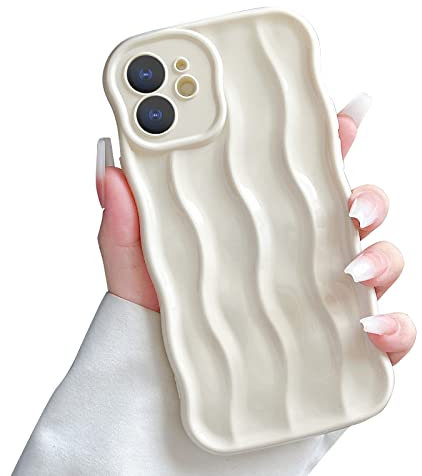 SmoBea Compatible with iPhone 12 Case 6.1 inch, Luxury 3D Wave Shape Silicone Phone Case, Water Ripple Soft TPU Shockproof & Anti-scratch Back Cover for iPhone 12 (White)