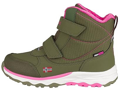 Trollkids wasserdichte Winterschuhe Wanderschuhe Hafjell, Dunkle Olive/Hellmagenta, Größe 30