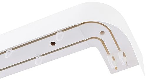 Garesa Gardinenschiene 2-läufig,Weiß I Vorhangschiene aus Kunststoff inkl. Gleiter I Vorgebohrt zur Deckenmontage I Mit Blende Farbe Weiß + Retoure I 190cm