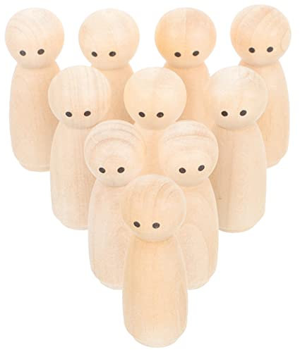 ibasenice 10st Diy-puppe Peg-puppenkörper Holzpflockpuppen Blanko Einfache Steckpuppen Kinder Bemalen Puppen Dekoration Malspielzeug Für Kinder Leerer Dekorationen Frau Hölzern Gemalt