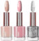 Nail Polish Set - Glitter Nude Nail Varnish Set - 3Pcs Glitter Nude Pink Nial Polish Natural Look - Quick Dry Nail Varnish Gift Set DIY Manicure Home (Glitter Nude)