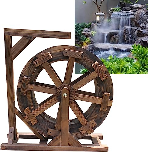 Fuente de Rueda hidráulica de Madera Fuente de jardín Decoración Paisaje acuático Cascada Bomba de Agua Fuente de diseño de Madera Fuente Independiente al Aire Libre Balcón Jardín