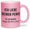 glitzertassen.de® | Ich liebe deinen Penis (Valentinstag) | Tasse mit Glitzer | Geschenkidee | Lustige Sprüche | Valentinstag | Kaffeebecher | Keramik | 330 ml | Rosé