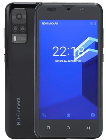Cuifati Y53S 3G Entriegeltes Smartphone, 4GB RAM 32GB ROM 5.0in HD-Bildschirm Dual-SIM-Handy, für Android 12 Ultra Dünne Gesichts Entsperrung Handy, Dual HD Cam, 6800mAh Akku (Black)