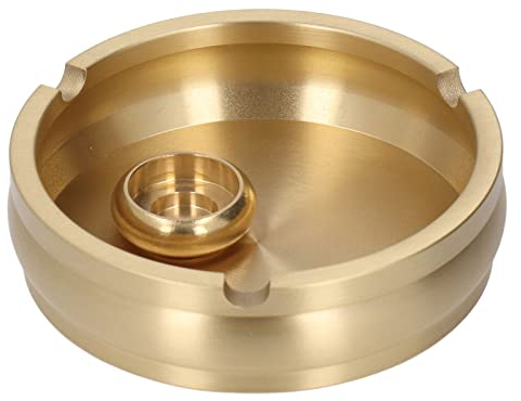 ANKROYU Cenicero De Latón, Cenicero De Diseño Redondo De Latón, Soporte para Cenicero, Cenicero Portátil Moderno Hecho A Mano para El Hogar, Oficina, Adorno De Escritorio Al Aire Libre, Decorativo