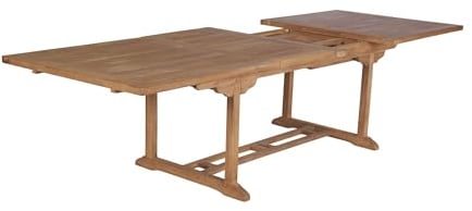 LC Garden »Catur« Gartentisch 196/296x110cm Teakholz Ausziehtisch mit Butterfly-Auszug, Teak Esstisch im Klassischen Design mit Mittelsteg, Ausziehbarer Gartentisch mit Platz für 6-10 Personen