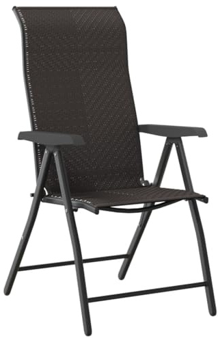 vidaXL Gartenstühle 4 STK., Gartenstuhl Hochlehner Klappbar, Klappstuhl Verstellbar, Stuhl Balkonstuhl Terrassenstuhl, Schwarz Kaffeebraun Poly Rattan