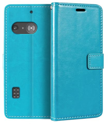 PU Leather Phone Wallet Case Compatible with Doro 1880 4G, Magnetic Flip Cover with Card Slots, Full Protection and Stand Function (Light Blue)