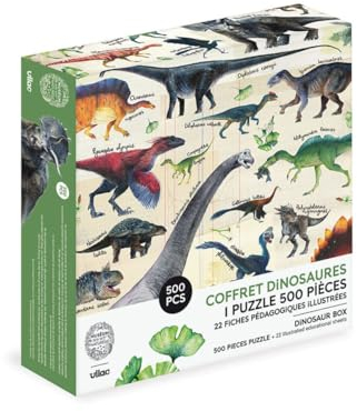 Vilac Puzzle 500 Teile – Dinosaurier – stimuliert die Koordination – Motorik und Problemlösung – poetisches und pädagogisches Universum – ab 8 Jahren, Mehrfarbig