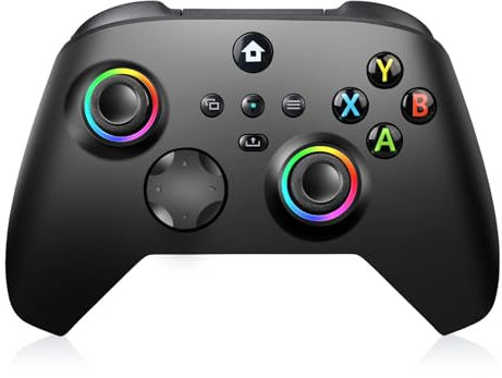 vaomon Wireless Controller Compatible With Xbox One, Xbox Series X/S, Xbox One X/S, PC, With RGB LED Light, Mappable Buttons, 3.5mm Headphone Jack, With 2.4GHZ Wireless Adapter Gamepad Dark Black