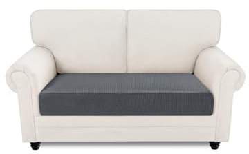 Easy-Going Stretch Sofa Couch Überzug 2 Sitzer, 1 Stück Universeller Rutschfester Sofa Sitzkissenbezug, Waschbarer Jacquard Sofaschutz Hund Katze Kind, Kuscheliger Küchensofa Cover, Dunkelgrau
