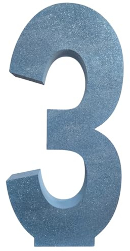 Numero in polistirolo glitterato e verniciato H99 cm - Scritta decorativa L49 cm spessore 10 cm - Singoli numeri grandi per compleanni, feste, eventi - Scritte e numeri in polistirolo personalizzati