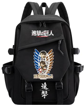 acsewater ATTACK ON TITAN Anime Peripheren Schultasche Neutral Rucksack Großraum-Laptop-Tasche Freizeit-Reisetasche