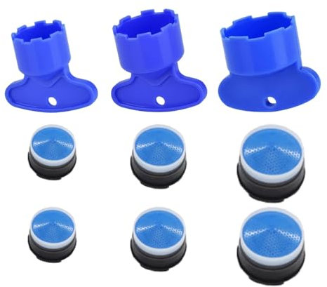Zynewa 3 Set Armaturen Waschbecken Sparen Wassersprudler, Schlüsseln Wasserhahnsieb Luftsprudler-Einsätze (16.5 mm, 18.5 mm, 21.5 mm) mit 6 Stück Eingebauter Sprudler