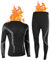 Focenat Thermounterwäsche Herren Set, Atmungsaktive Funktionswäsche Winter, Warm Skiunterwäsche, Nahtlose Thermounterhemd Thermounterhose Schnelltrocknend für Skifahren, Wandern, Motorrad (Schwarz, L)