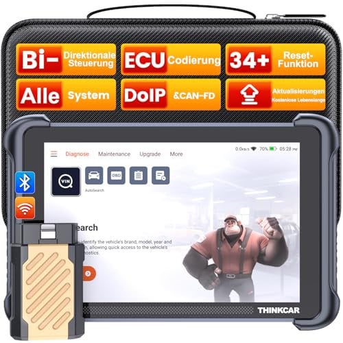 OBD2 Diagnosegerät, ThinkScan 689BT Diagnosegerät Auto Mit 34+ Reset-Funktion Und Volle Systemdiagnose, Auslesegerät Auto Für Aktives Testen/ECU-Codierung/BI-Direktionale Steuerung/CANFD&DoIP