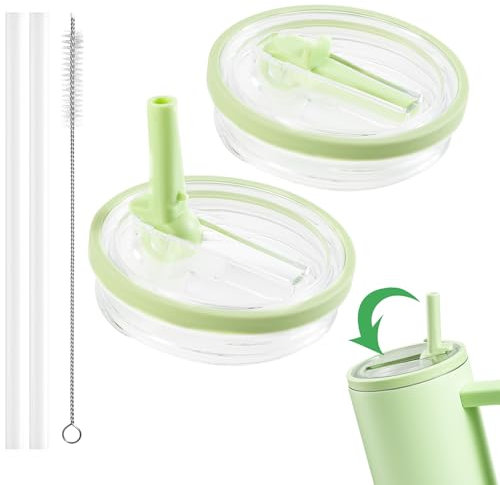 2 tapas de repuesto para vasos de 40 oz para accesorios Stanley, reutilizables, a prueba de fugas, tapa a prueba de vuelco, taza con tapa de repuesto, accesorios Stanley Cup (verde claro)