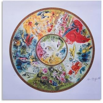 NENGKUAI Marc Chagall Kunstdruck auf Leinwand, Motiv: Decke von Garnier Opéra, dekoratives Gemälde, ungerahmt, 60 x 60 cm