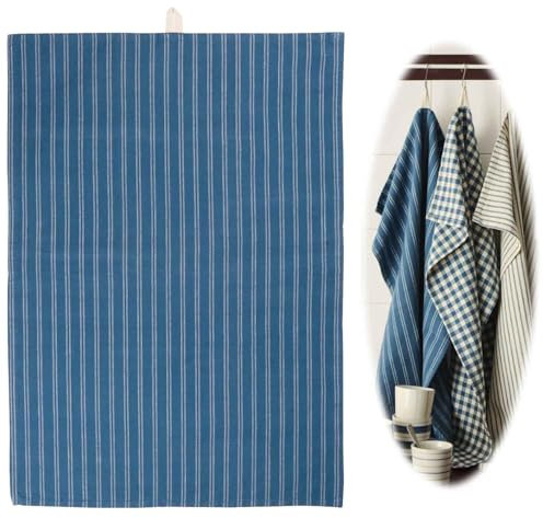 LS-LebenStil Vintage Geschirrtuch 50x70cm Streifen Blau Weiß 100% Baumwolle Geschirr Handtuch Grubentuch Geschirrhandtücher Küchentuch Spültuch