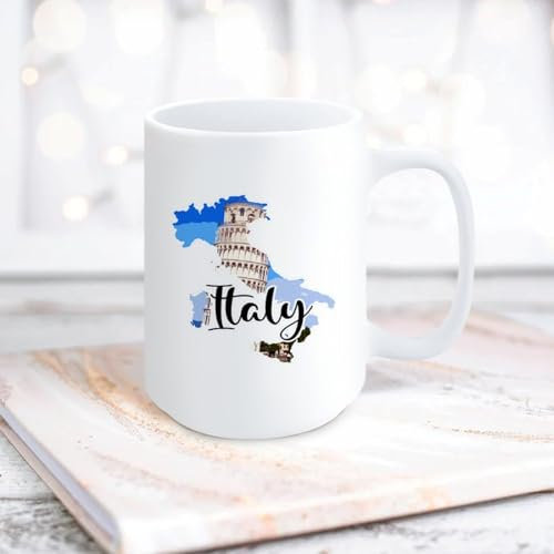 Yelolyio Ceramic Mug The View of Italy Coffee Mug Italy Map Mockup Coffee Mug Mockup Coffee Mug Porcelain Mugs for Coffee, Tea and Milk 15oz