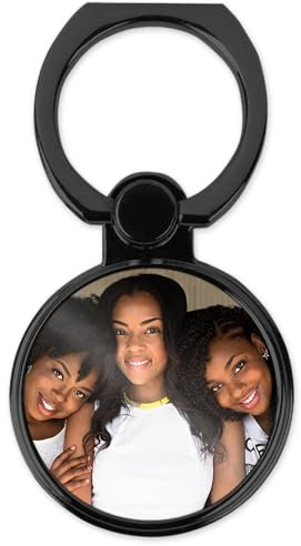 Personalised Phone Ring Holder & Kickstand Photo, Picture or Logo (Black)