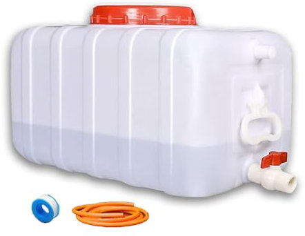 Récipient Stockage d'eau en HDPE Alimentaire Carré Réservoir d'eau Grande Capacité avec Poignée Renforcée 2,8mm D'Épaisseur Étanche pour Maison Camping Camping-Car Et Extérieur(Size:50L)