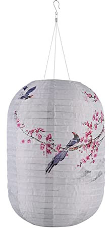 Starnearby Lanterne Japonaise Solaire Exterieur, Lanterne Solaire Chinoise à Imprimé Vintage, Lanterne Suspendue Décorative en Tissu Imperméable, Décoration pour Jardin Cour (Oiseaux et prunier)