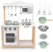 Mamabrum Cuisine en Bois pour Enfants avec Micro-Ondes, Four, évier et Accessoires | Design Moderne, Sons mécaniques | Jouet Montessori dès 3 Ans