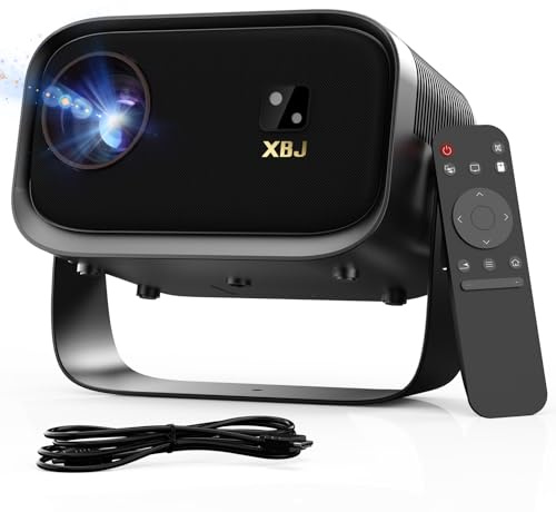 XBJ [Mise au point électrique | Correction trapézoïdale automatique] Mini projecteur prend en charge 4K 1080P, K6 Projecteur portable, WiFi 6, Bluetooth, rotatif à 360°, compatible avec téléphone