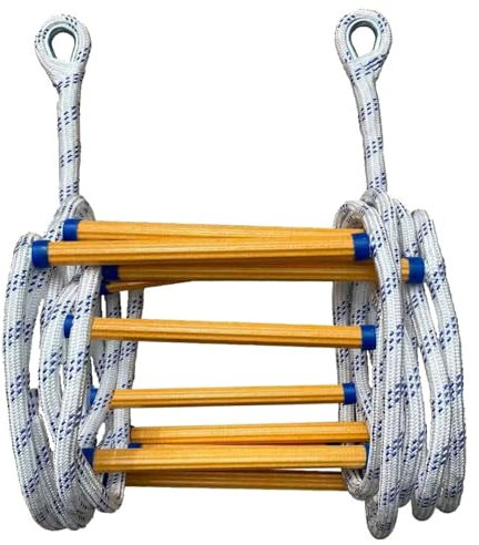Rope Ladder 10ft Heavy Duty Fire Escape Ladder with Hooks, Non-Slip Nylon Emergency for Climbing, Rescue, Survival, Home Safety and Training