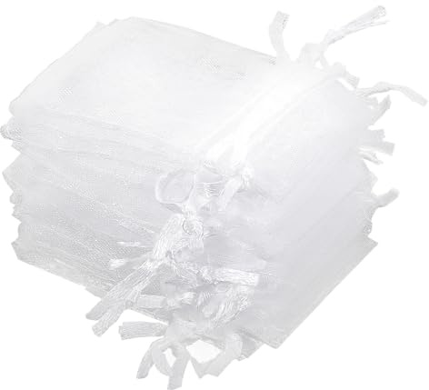 100 Stück Organzasäckchen 7 X 5 cm Organza Beutel Organzabeutel Mit Kordelzug Geschenk Hochzeit Säckchen Schmuckbeutel Schmucksäckchen Geschenkbeutel Geschenktüten als Bonbonsbeutel Lavendelsäckchen