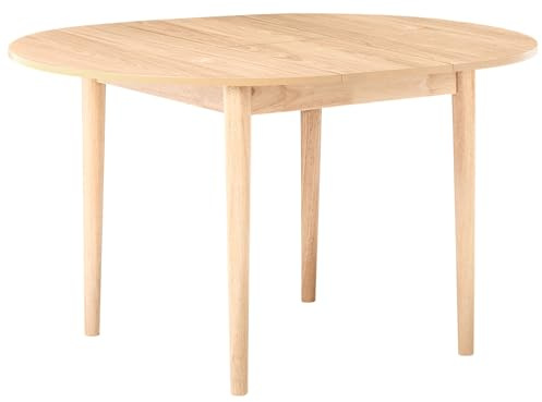 Beliani Moderner ausziehbarer Esstisch rund 107/137 x 107 cm MDF-Platte mit Eichenfurnier Beine aus Gummibaumholz helles Eichenfurnier Echo