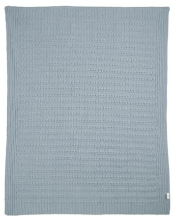 Mamas & Papas Nursery Small Chenille Blanket - Blue Stripe, 90x70cm