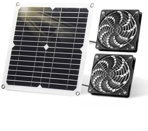 Solar Abluftventilator 12W zur Kühlung von Hühnerhäusern Gewächshäusern mit wetterfestem IP65-Motor und monokristalliner Siliziumplatte für effizienten Luftstrom (Doppelventilator)