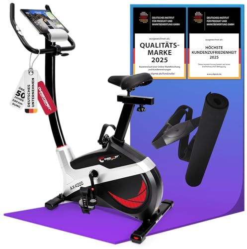 Christopeit Ergometer Heimtrainer AX 4000, 24 Widerstandsstufen, bis 150kg, 195cm Größe, verschleißfrei, Kinomap