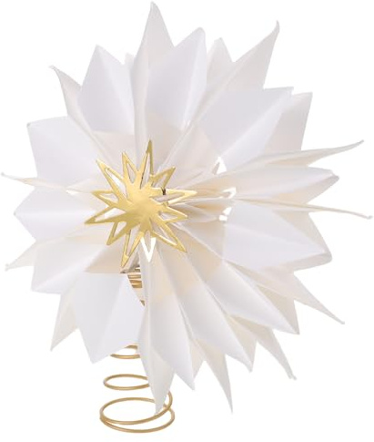 GLEAVI Weißer Papier-Schneeflocken-baumschmuck Stern Baumspitze Weihnachtsbaumdeko Leicht Vielseitig für Festliche Winterdekoration und Traditionelle Weihnachtsbaumspitzen
