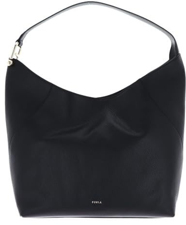 Furla Leder Schultertasche Lara Hobo Bag Nero schwarz