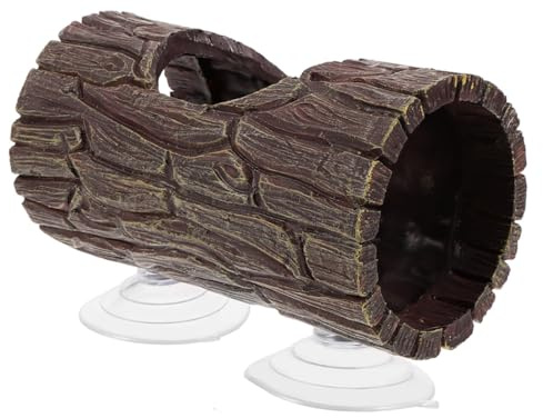 Mipcase Eidechsenversteck aus Polyresin mit Saugnapf Terrarium Baumstamm Deko Sicheres Reptilienversteck für Gecko und Amphibienbecken