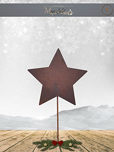 Edelrost Stern am Stab 12cm Wunderschöne Metall Weihnachts-Deko. Ideal für Ihren Hauseingang, im Garten,Ihrer Terrasse oder in der Wohnung - von Manufakt-Design