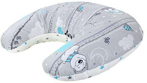 TupTam Baby Stillkissen Klein mit Baumwoll-Bezug, Farbe: Bärchen Türkis