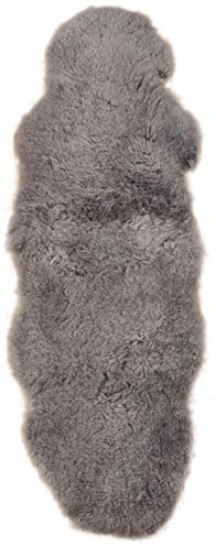 Island LAMMFELL Teppich DOPPELFELL GRAU CA. 200 x 60 cm BETTVORLEGER KURZWOLLIG Fell Teppich AUS 2 ECHTEN Island LAMMFELLEN