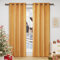 WOLTU Lot de 2 Rideaux Draperies Thermique à Oeillets Rideau Opaque Occultant en Velours Décoration de Fenêtre pour Chambre Jaune Moutarde, 140x270 cm