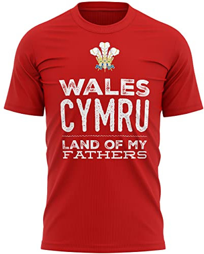 Wales Cymru Land of My Fathers Herren-T-Shirt, Wales Rugby-Geschenke, walisisches Geschenk, Wales Geschenk für Sie und Ihn, rot, XL