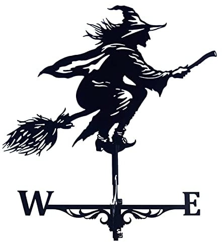 Dyna-Living Wetterhahn Windfahne Weather Hexe Weather Vane Metall Hexe Weathervane Retro Wind Vane Mini Hexe Wetterfahne fur Wind Direction Indicator und Roof Decoration