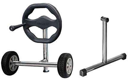 KOKIDO. ENROLLACOBERTOR Thor DE Acero para Piscinas ENTERRADAS O DE Obra DE hasta 5,7 M. Incluye Tubos DE Acero DE 80 MM Y Correas DE SUJECCION del COBERTOR.
