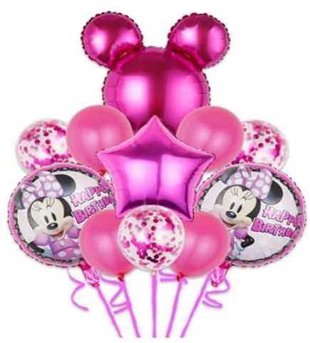 11 PCS Minnie Balloons Birthday Party Supplies for Kids Theme Party Decorations