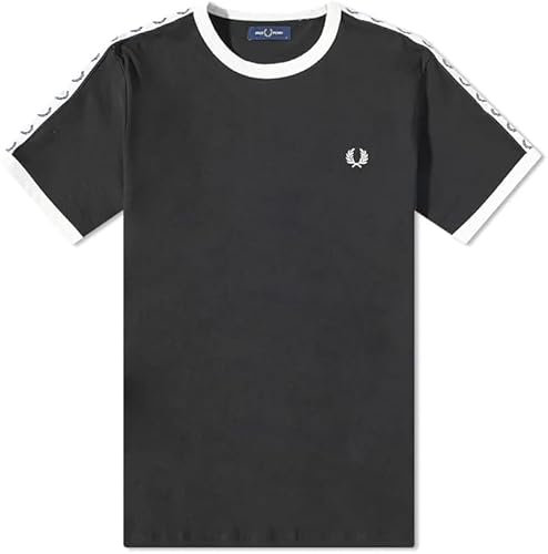 Fred Perry Taped Ringer T-Shirt Schwarz, Schwarz , 56