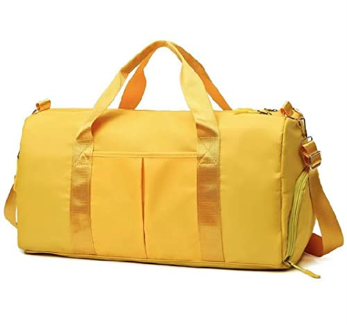 Herren und Damen Reisetasche mit Schuhfach Sporttasche Turnbeutel Weekender Übernachtung Schultertasche, gelb, modisch