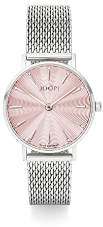 Joop! Armbanduhr Damen Quarzuhr analog, mit Edelstahl Armband, Silber, 5 bar wasserfest, Kommt in Uhren Geschenk Box, 2027510